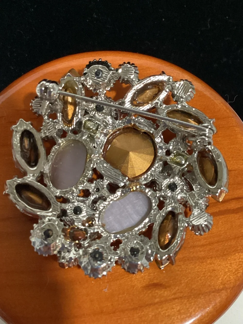 Sparkling Purple Crystal Floral Brooch